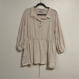 Free People Beach Dress Women’s Size Small beige Linen Cotton Blend Mini Dress